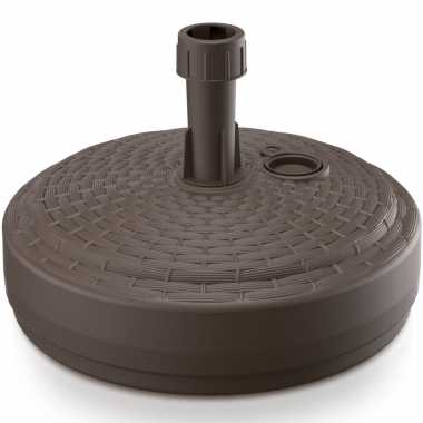 Goedkope 1x stuks ronde rotan kunststof parasolvoeten bruin 10 liter
