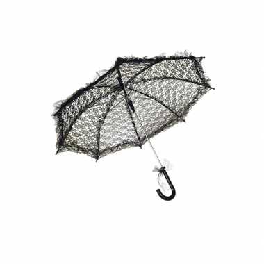 Goedkope kanten parasolletje zwart 70 cm
