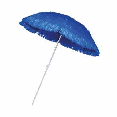 Goedkope rieten strand parasol blauw