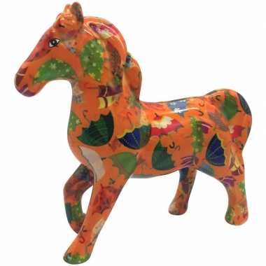 Goedkope spaarpot paard oranje met paraplu 21 cm